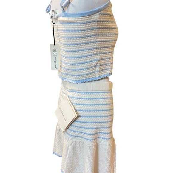 Freshman199 baby Blue and White Striped Two-Piece Set Net design - Picture 12 of 12